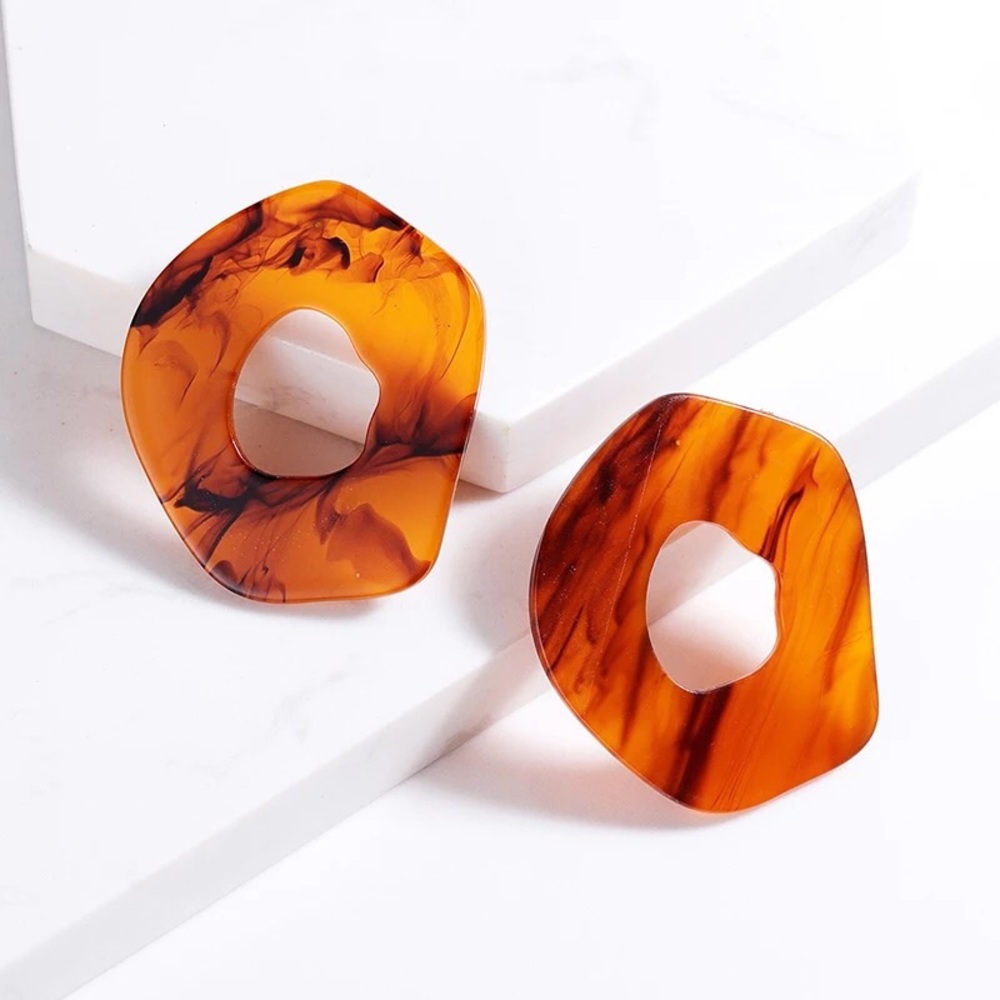Acetate Oval Statement Earrings
